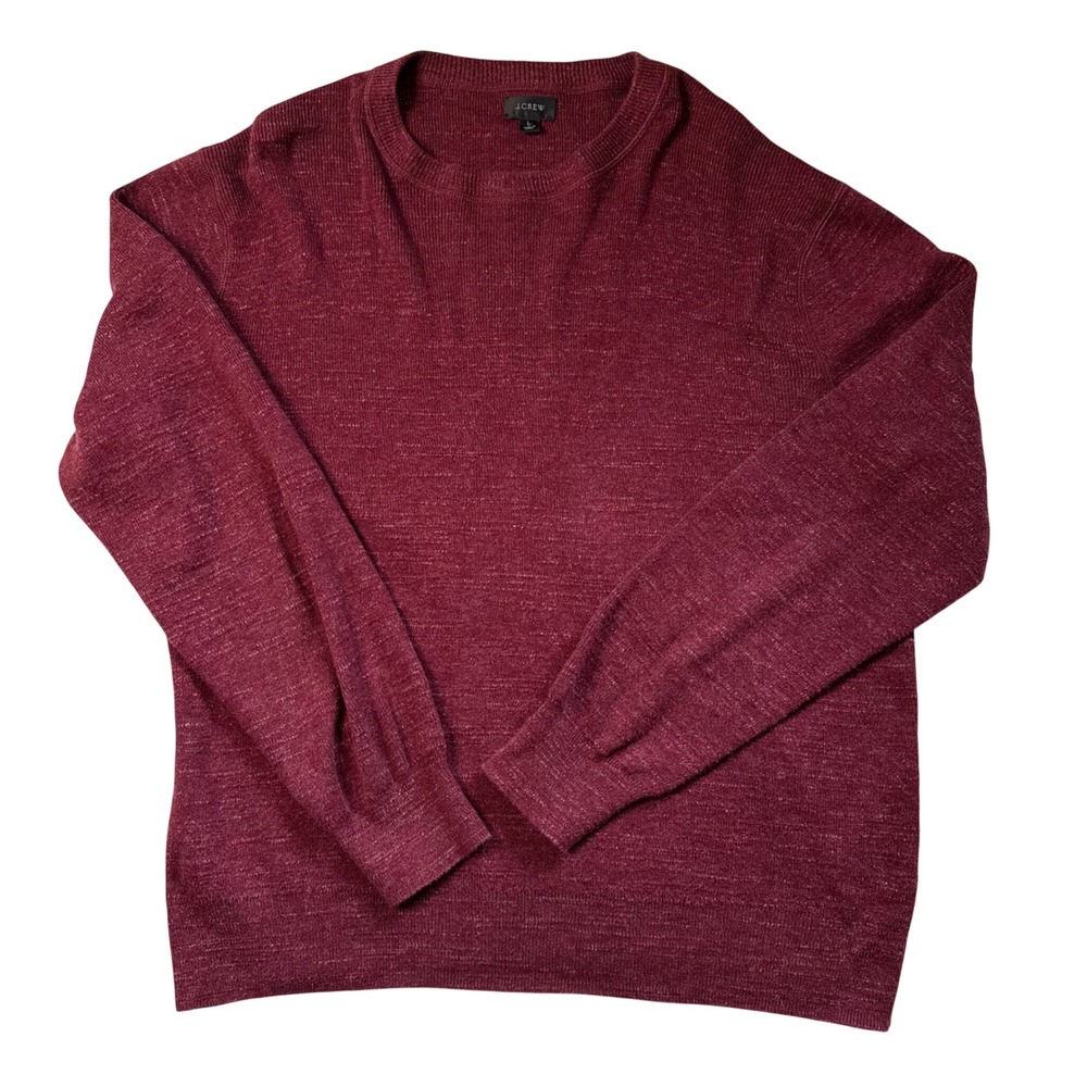 J.Crew Mens Burgundy Marl 100% Cotton Crewneck Sweater AR547 Size Large